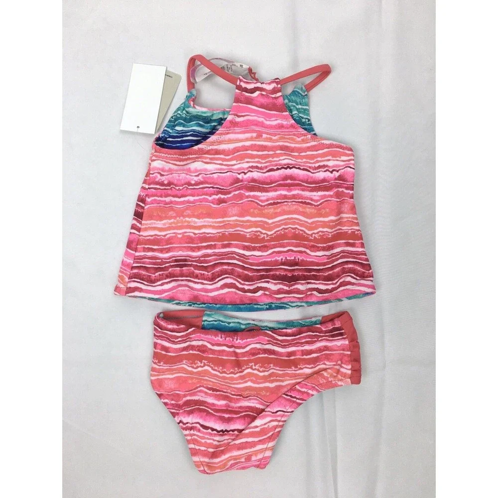 Tommy‎ Bahama Baby Girl 12m Reversible Swimsuit Top Bottom Tankini Bikini Pink
